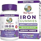 MaryRuth's Iron Gummies for 14+ with Vitamin C for Absorption | Sugar Free | Gummy Iron Supplement + VIT C | Energy Metabolism | Cellular Health | Immune Support | Vegan | Non-GMO | 60 Count