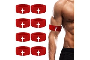 Zeyune 8 Pack Bicep Bands Christian Arm Sweat Bands Armband Wristbands for Men Women Football Baseball Players Sports Activities Keep Hands Dry and Comfortable Machine Washable