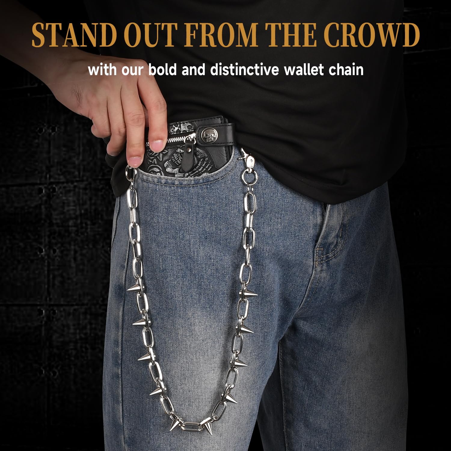 ZEKEE Wallet Chain Pants Chain Hip Hop Punk Jeans Chain Key Chain Goth Heavy Rivet Accessories for Women Men