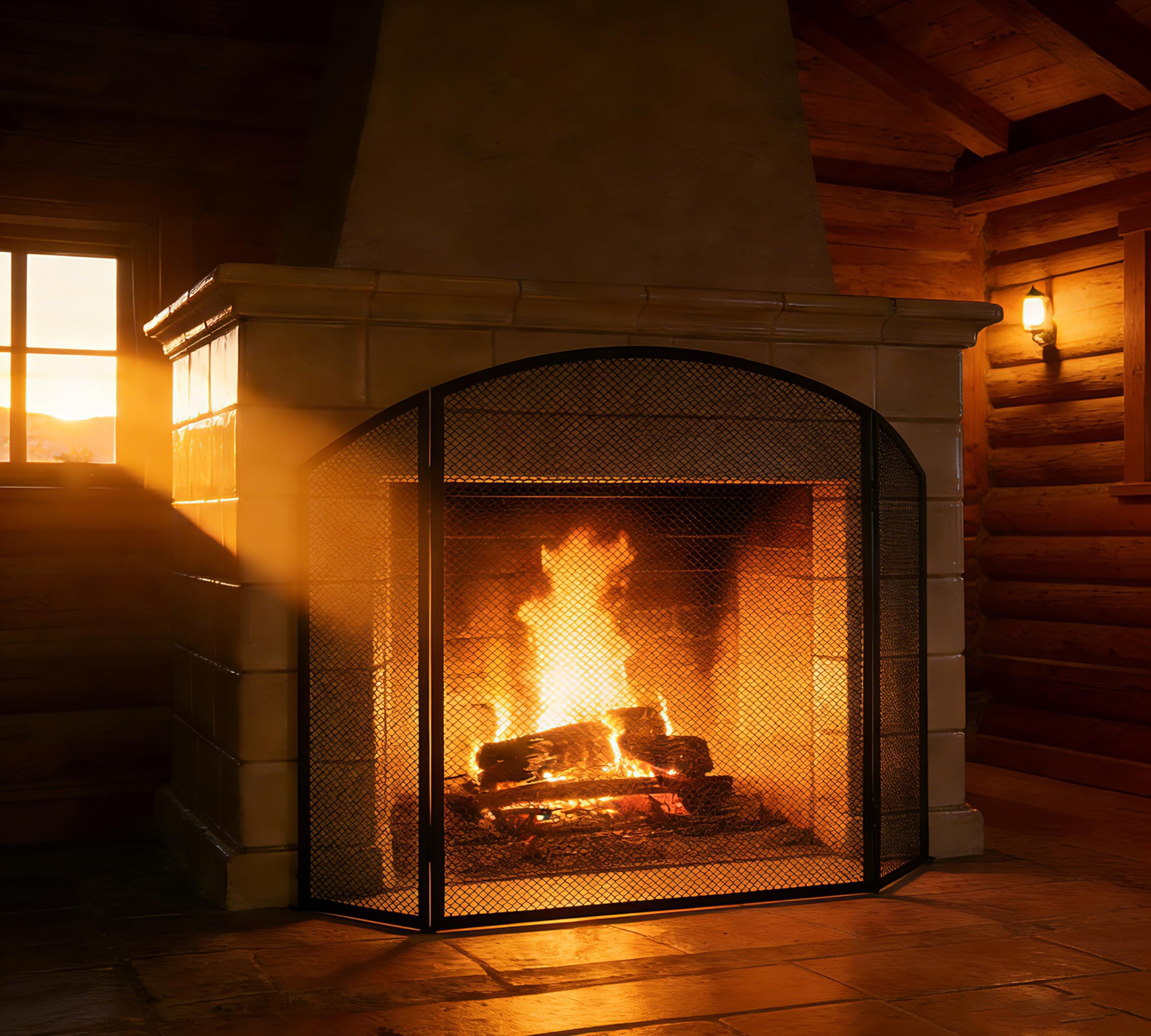 Kingson Black Fireplace Guard 96.5x61cm Fire Guard for Wood Burners and Log Burners Baby Safety Fireguard Fireguard for Open Fires