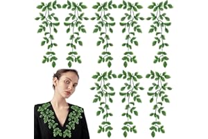 ASWEWAMT 4 Pairs Green Lace Forest Leaves Vine Applique Patches Leaf Sewing Embroidery Applique Bohemian Shoulder Collar Embellishment Decorative Patches for Clothing Bags DIY Accessory Craft