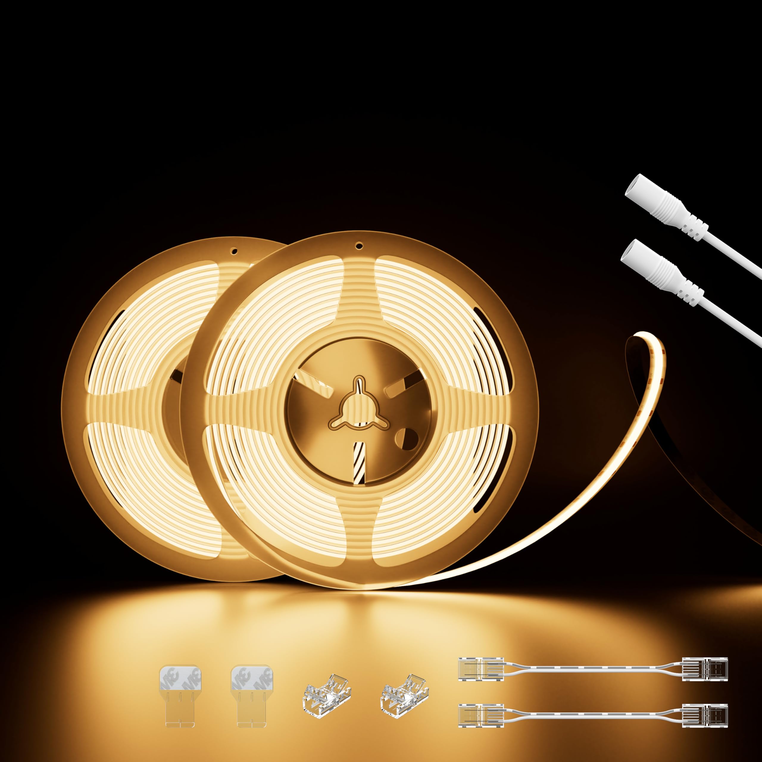 Photo 1 of PAUTIX COB LED Strip Lights 48ft/15m Super Bright,504 LEDs/m Warm White 2700K CRI90+ Flexible LED Tape,DC24V for Cabinet Home DIY Lighting Projects with 2pcs COB Connector(Power Supply Not Included)