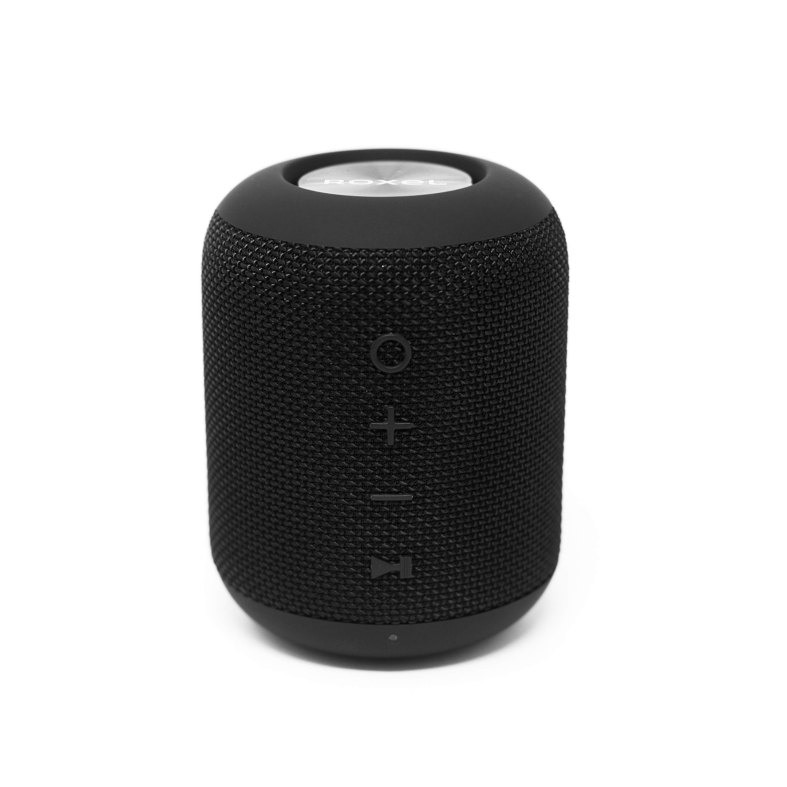 Roxel RXB-360BT Wireless BT Portable Travel Speaker with Extra Bass for IOS, Android and Computers with Water Resistant Technology. Hands-Free Calls. Indoor or Outdoor Speaker (Black)