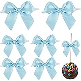 AIMUDI Baby Blue Satin Bows 2" Satin Bow for Gift Wrapping Small Bows with Twist Ties Premade Ribbon Bow for Crafts Cake Pop Treat Bags Wedding Bridal Shower Birthday Party Easter Decoration, 50 PCs