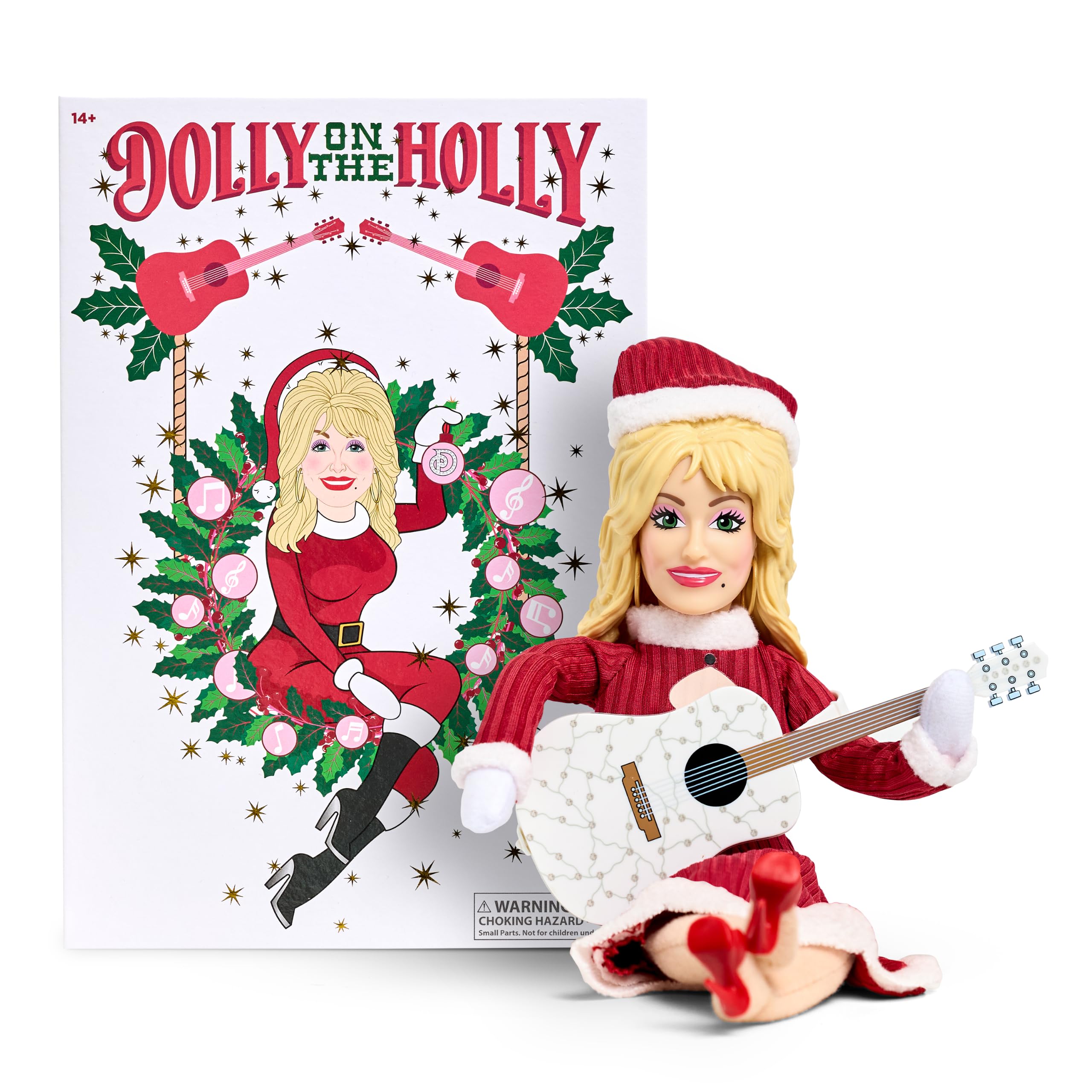 Dolly on the Holly Plush Doll - Holiday Dolly Parton Mantel Doll | Dolly Parton Plush Elf Collectible with Removable Red Dres