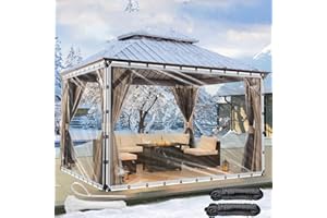 ZERNBER Clear Tarps Heavy Duty Waterproof, 10x12ft Upgraded Edge Heat Fused Tear Resistant,Clear Tarps with Grommetsfor Patio Fencing,Rain, Wind, Cold, Chicken Coops,and More（Windproof Rope and Tie-Downs）