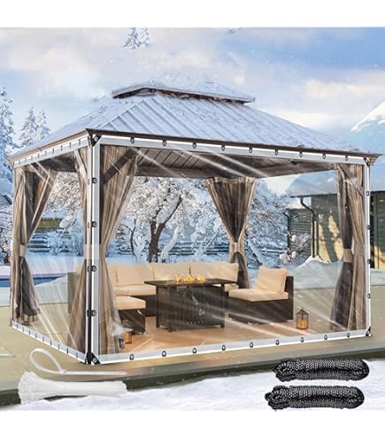 Clear Waterproof Tarps With Zipper Door,Heavy Duty Clear Waterproof Tarp PVC Cover,Heavy Duty Clear Tarpaulin Covers, Pergola Patio Waterproof