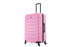 InUSA ENDURANCE Luggage with Spinner Wheels | Durable Lightweight Hardside Suitcase, Spacious Travel Bag with Handle and Trolley | 28-Inch Large Checked Luggage | Pink