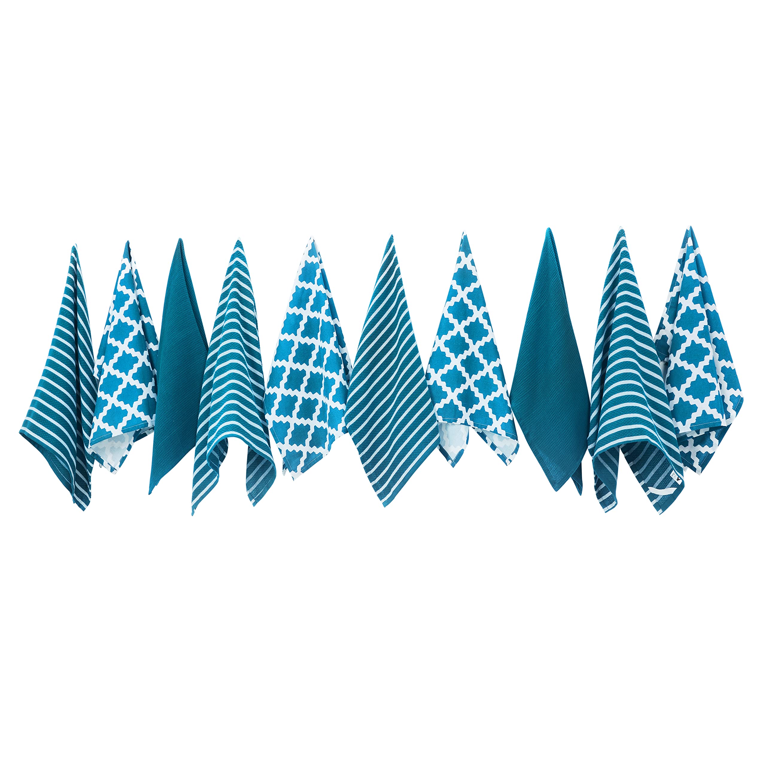 Penguin Home Premium 100% Pure Cotton Tea Towel for Kitchen, Set of 10 Kitchen Towels, Soft & Durable Kitchen Cloths Towel Set, Machine Washable, 65 x 45 cm Colour - Light Blue