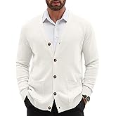 COOFANDY Men's Cardigan Sweater Long Sleeve Casual V Neck Button Down Knitted Sweater with Pockets