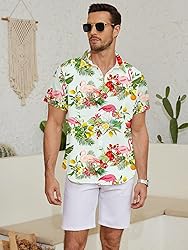 LuckLemocor Hawaiian Shirt Men Beach Button Down
