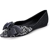 DUWEIDU Flats Shoes for Women Rhinestones Bow Wedding Flats Slip on Flats for Women Comfortable Dress Shoe