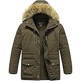 CREATMO US Men's Big and Tall Winter Coat Waterprpoof Long Puffer Jacket Thicken Parka with Removable Fur Hooded