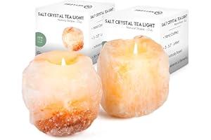 Nevlers 2 PK Natural Himalayan Salt Tealight Candle Holder |2.5 lbs Salt Tea Candle Holder Decor |Hand Crafted Tea Light Holders |Pink Salt Rock Tea Light Holder| Pretty Bohemian decor & Altar Decor
