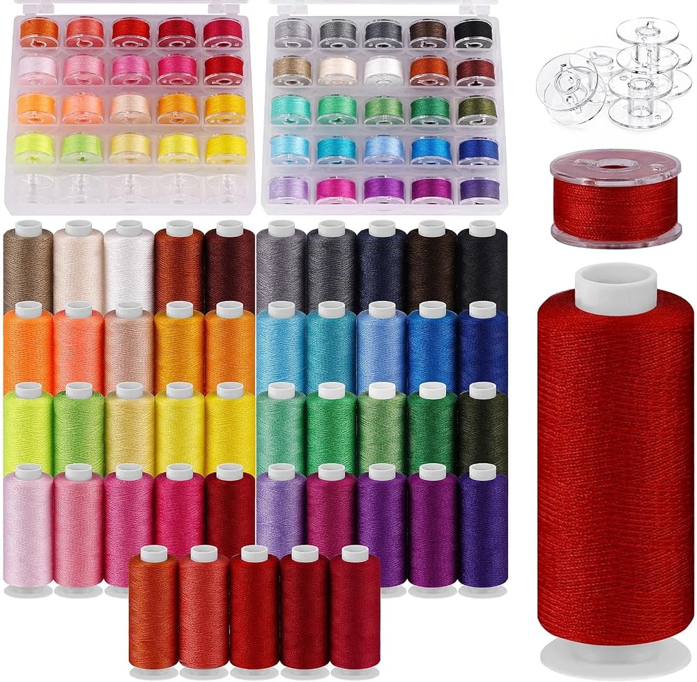 ABSOFINE 95Pcs Sewing Thread Kit 45 Colors 400 Yards with Bobbins