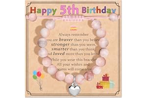JEWELRYCARD Jewelry&Card 4-12 Birthday Gifts for Girls, Natural Stone Bracelet, 4/5/6/7/8/9/10/11/12 Year Old Girl Birthday Gift Ideas for Daughter Granddaughter Niece