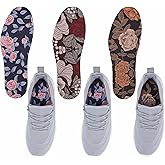 LMHCISO Washable Barefoot Shoe Insert Sockless Shoe Liner Thin Shoe Inserts for Women 3 Pairs No Show Socks Shoe Inserts & Insoles Floral Print
