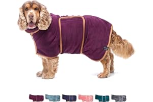 Lucky Pooch Luxurious Dog Robe Towel – Double Layer Dog Bathrobe – Fast Drying Dog Bath Towel Robe – Super Absorbent & Ultra Soft Wearable Dog Towels for Drying Dogs (M, Plum)