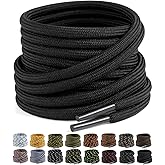 Puzeam Round Shoelaces 2 Pairs Heavy Duty Replacement Shoe Laces for Hiking and Work Boots