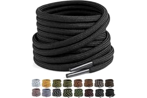 Puzeam Round Shoelaces 2 Pairs Heavy Duty Replacement Shoe Laces for Hiking and Work Boots