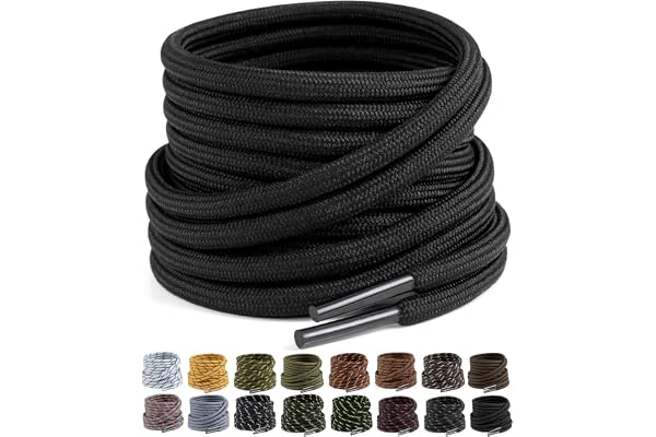 Puzeam Round Shoelaces 2 Pairs Heavy Duty Replacement Shoe Laces for Hiking and Work Boots