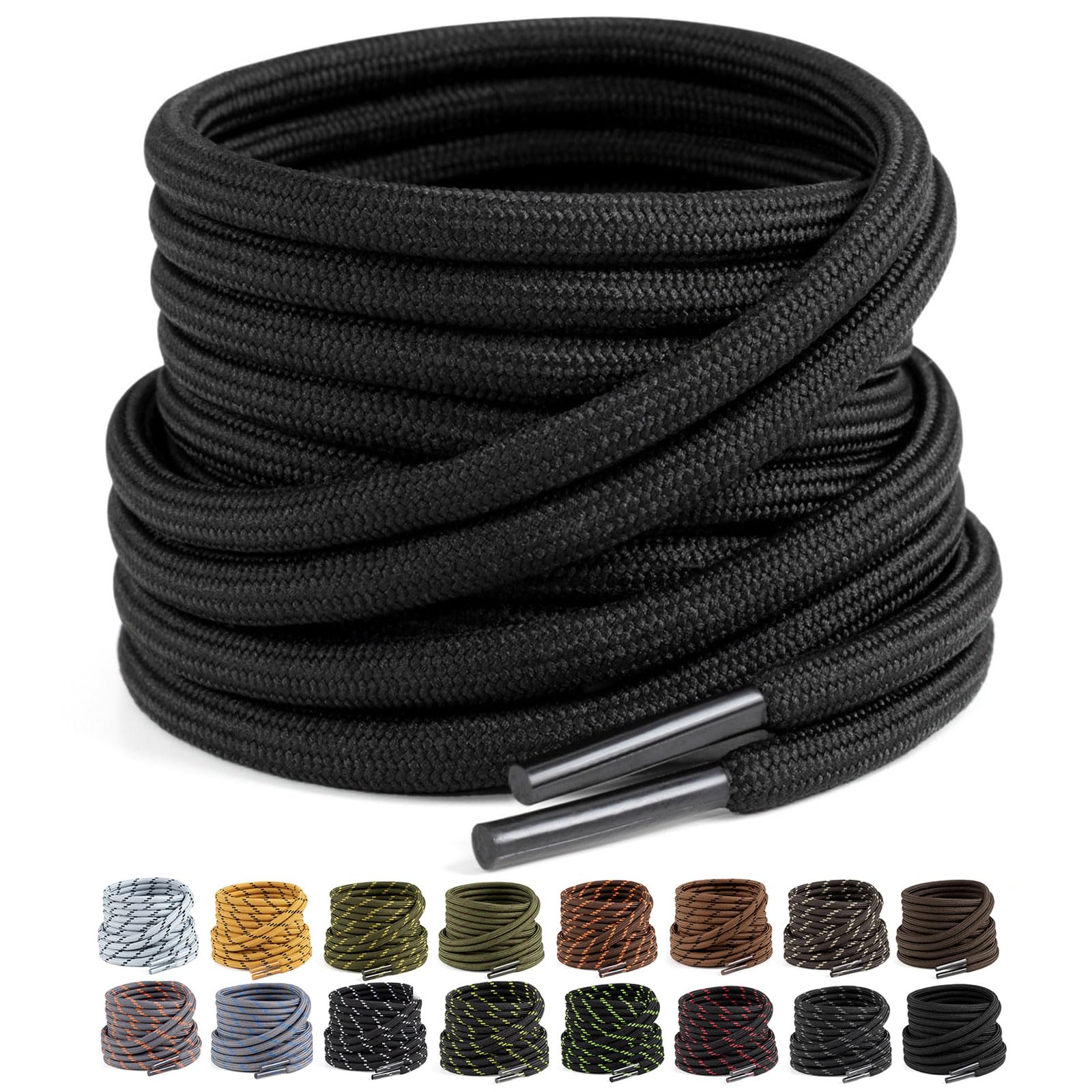 Puzeam 2 Pairs Work Boots Shoe Laces 4.5mm Heavy