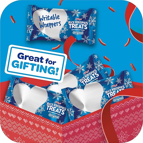 RICE KRISPIES TREATS MINI MARSHMALLOW CEREAL BARS, HOLIDAY SNACKS, ORIGINAL WITH HOLIDAY SPRINKLES, 12.4OZ BOX (32 COUNT)