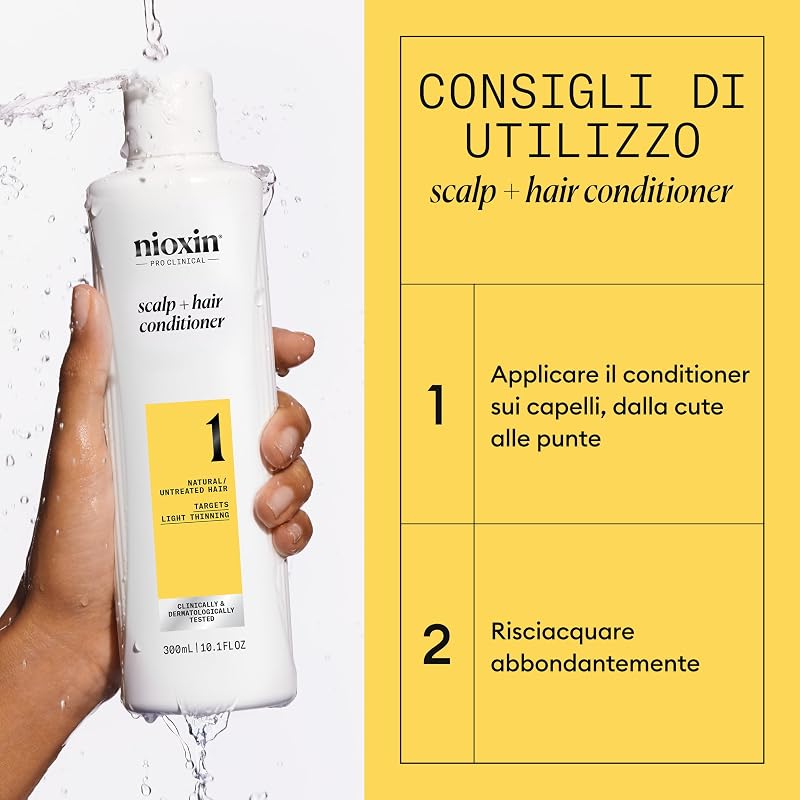 Sistema 1 Scalp + Hair Conditioner - Balsamo Fortificante per Capelli Naturali con Assottigliamento Lieve - Arricchito con Niacinamide (300ml)