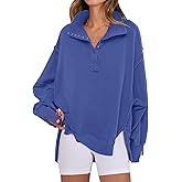 ANRABESS Women's Sweatshirts Oversized Casual Loose Button Up Henley Pullover Top High Low Split 2025 Fall Fashion Outfits