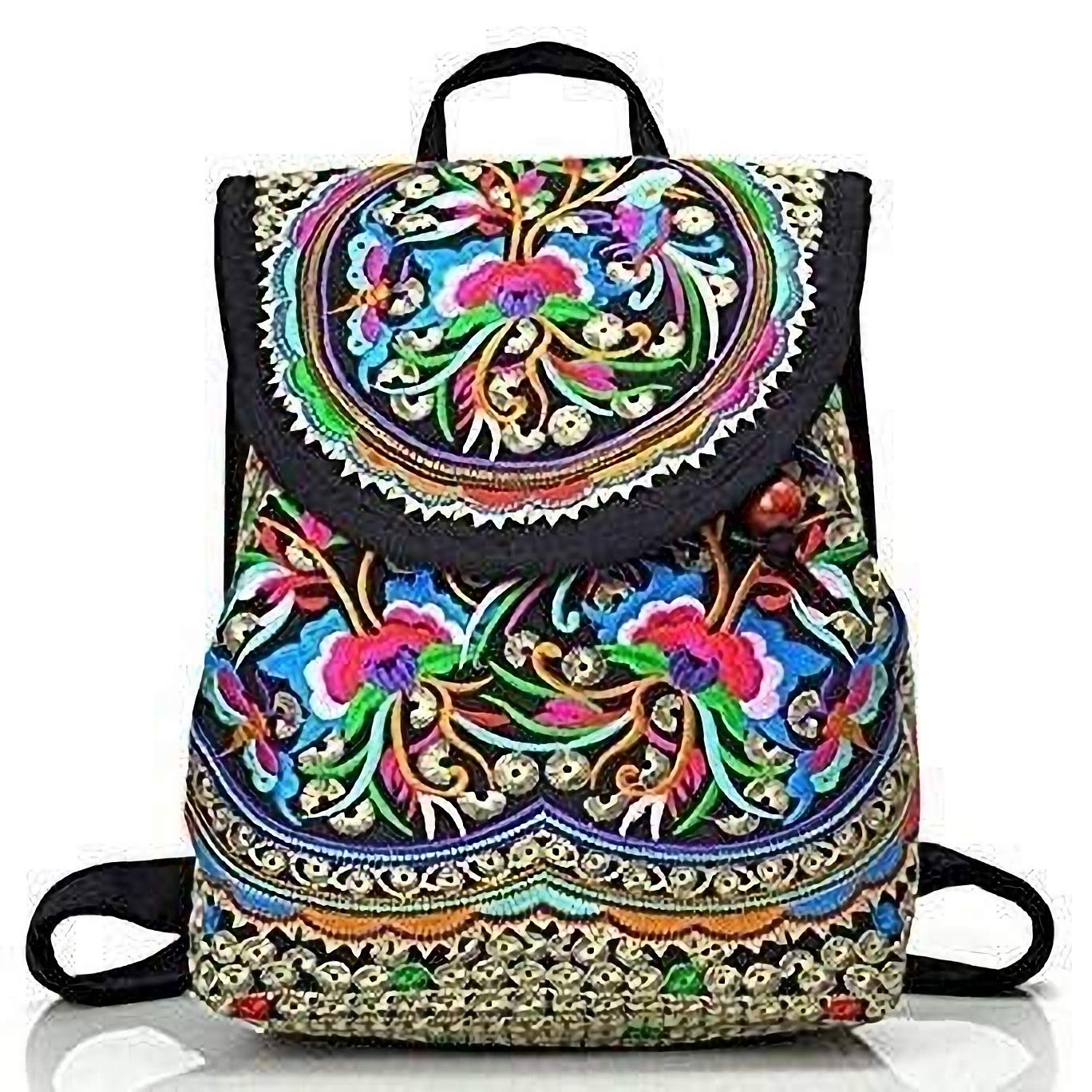 Nanxin Vintage Classic Style Mini Flower Backpack, Fashion Vintage Casual Floral Daypacks Solid Shoulder School Bag for Women and Girl