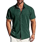 MAPICK Men's Linen Shirts Short Sleeve Button Down Casual Shirt Business Dress Clothing Beach Fashion Summer Tops