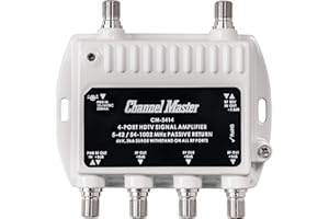 Channel Master Ultra Mini 4 TV Antenna Amplifier, TV Antenna Signal Booster with 4 Outputs for Connecting Antenna or Cable TV to Multiple Televisions (CM-3414),White