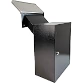 Plugsharge Through-the-Wall Locking Mailbox with Anti-Fishing Chute | Heavy-Duty Steel Mail Drop Box with Rainproof Cover &amp; Adjustable Sleeve for Homes, Offices &amp; Apartments, Black