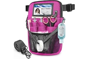 Nurse Fanny Pack with Tape Holder, SITHON Multi Compartment Medical Gear Pocket Belt Bag Nursing Organizer Pouch | Utility Waist Pack for Stethoscopes, Bandage Scissors Medical Supplies, Magenta