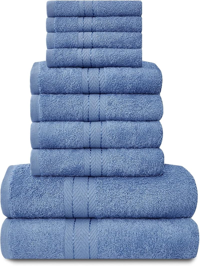 GC Gaveno Cavalia Towels Family Bale Set 10pc 100% Egyptian Cotton Blue