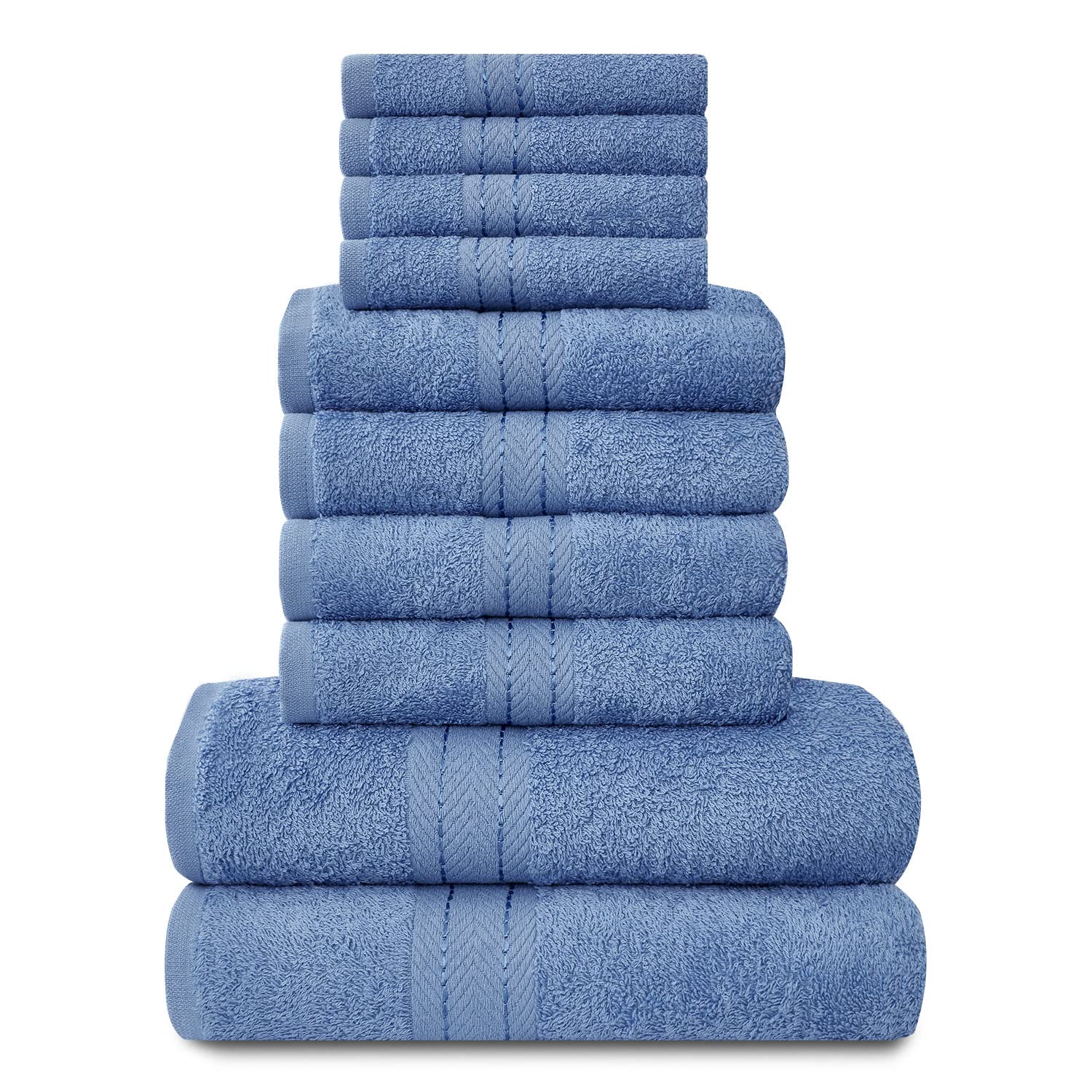 GC GAVENO CAVAILIA Towels Family Bale Set - 10 Piece 100% Egyptian Cotton, 4x Face 4x Hand 2x Bath Towel, Premium Quality Highly Water Absorbent Bathroom Accessories, Machine Washable, Blue, 544654