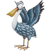 TERESA'S COLLECTIONS Pelican Outdoor Statues for Patio Decor,11.5" Metal Coastal Ocean Spread Bird Garden Statues &amp; Sculptur for Yard Decorations Outdoor,Garden Decor for Outside Porch,Gifts for Mom
