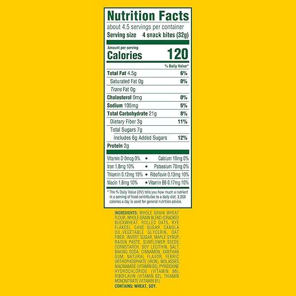 BELVITA ENERGY SNACK BITES, MAPLE, CINNAMON AND SUNFLOWER SEED, 6-5 OZ BAGS