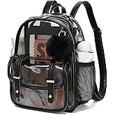 QIXIHU Clear Backpack for Stadium Events, Small Transparent Backpack Mini See Through Bookbag for Women Girls for Concert