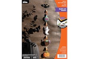 Bucilla Felt Applique Garland Making Kit, Spells and Sweets, Perfect for DIY Arts and Crafts