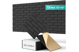 Sound Proof Panels 12 Pack Brick Acoustic Panels Self Adhevise, High Density Soundproofing Panels For wall ceiling and doors 