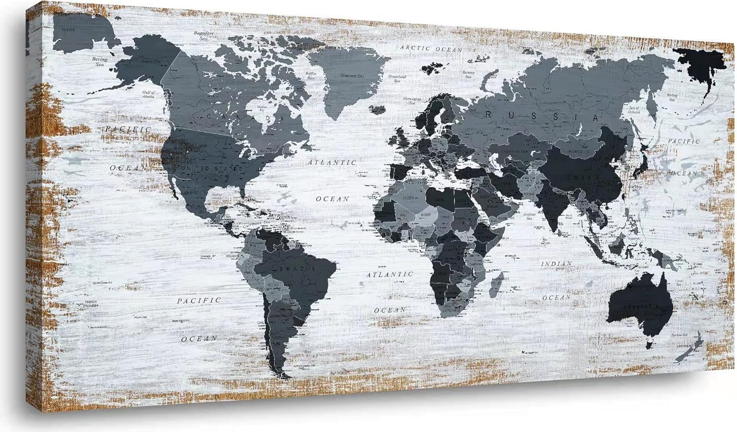 lagre size 36inchx71inch world map Canvas Wall Art Black Wall Decor ...