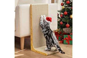 Conlun Cardboard Cat Scratcher,23 Inch L Shape Scratch Pad Wall Mounted,Vertical Scratching Board, Durable Cardboard to Protect Furniture for Indoor Cats,Wood Grain Large