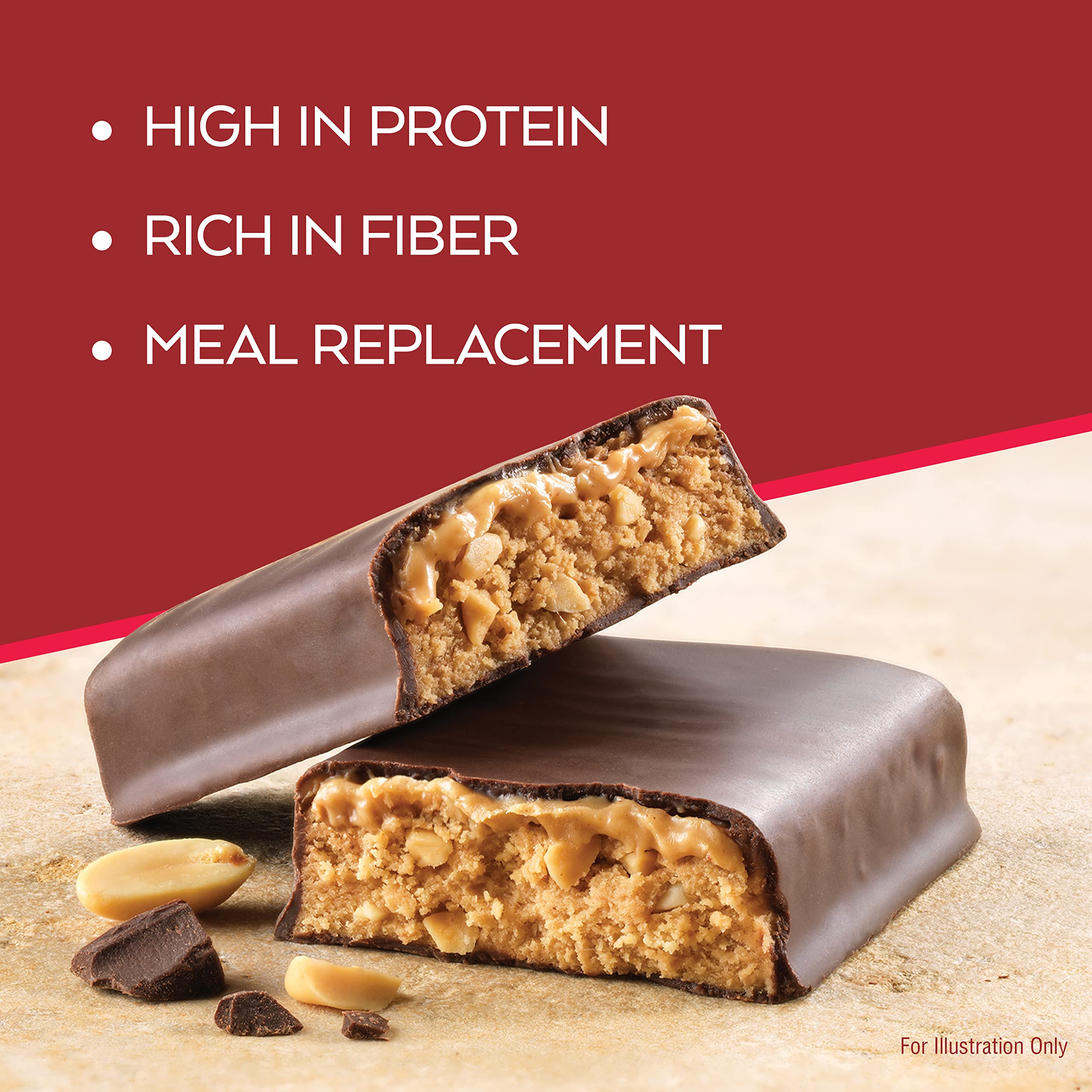 Atkins Chocolate Peanut Butter Protein Meal Bar, High Fiber, 16g Protein, Low Sugar, 3g Net Carb, Low Carb, Keto Friendly, 12 Count