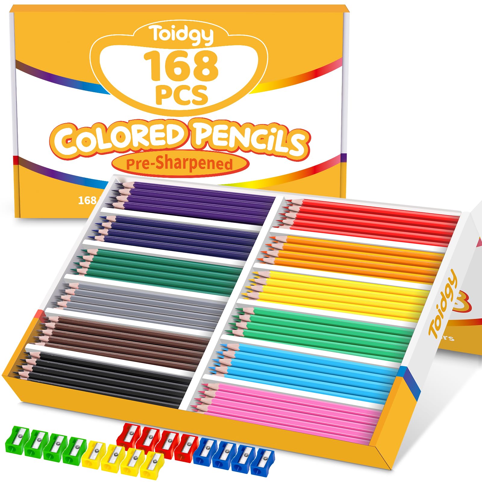 Photo 1 of 168 Packs Colored Pencils Bulk Classroom, Colored Pencils for Kids 12 Assorted Colors, Coloring Pencil Set Plus 16 Sharpeners, Pre-sharpened Color Pencil, Back to School Supplies Bulk for Teachers