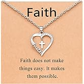 PINKDODO Heart Cross Necklace for Women Baptism Confirmation Easter Gifts