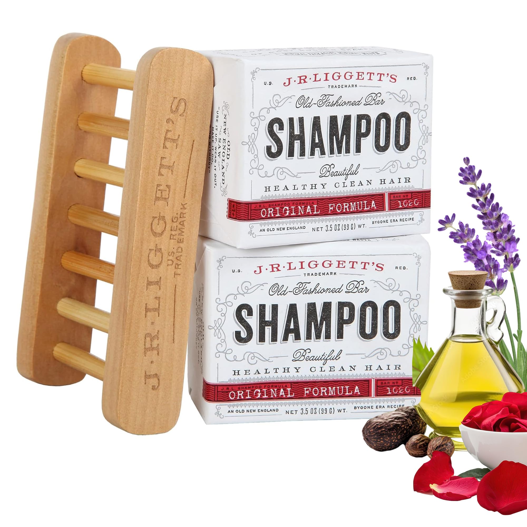 J. R. Liggett 2 Original Shampoo Bars + Wood Shelf by J.R. Liggett