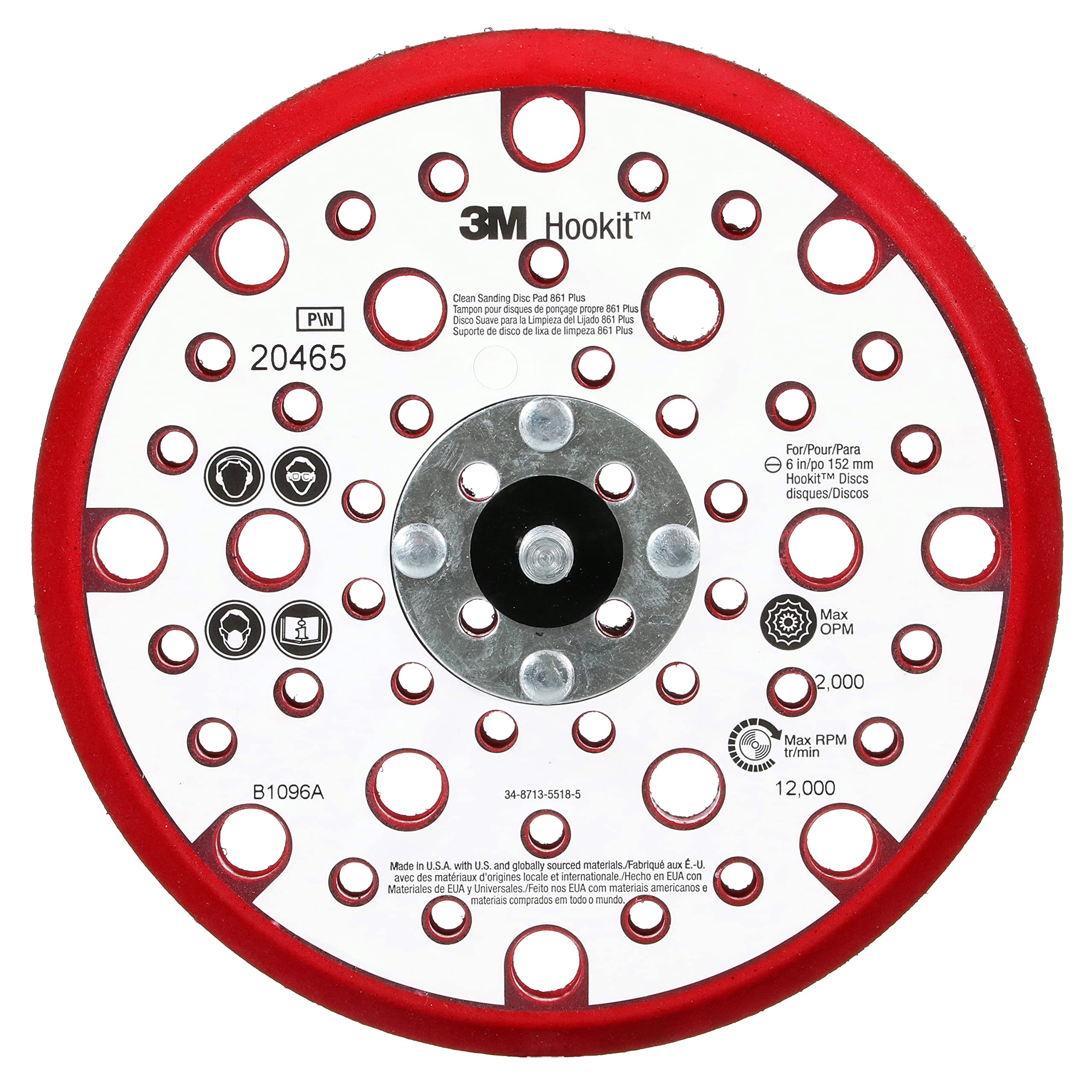 3M Xtract Low Profile Finishing Back-up Pad, 152 mm x 9.52 mm x 15.8 mm, 53 Hole