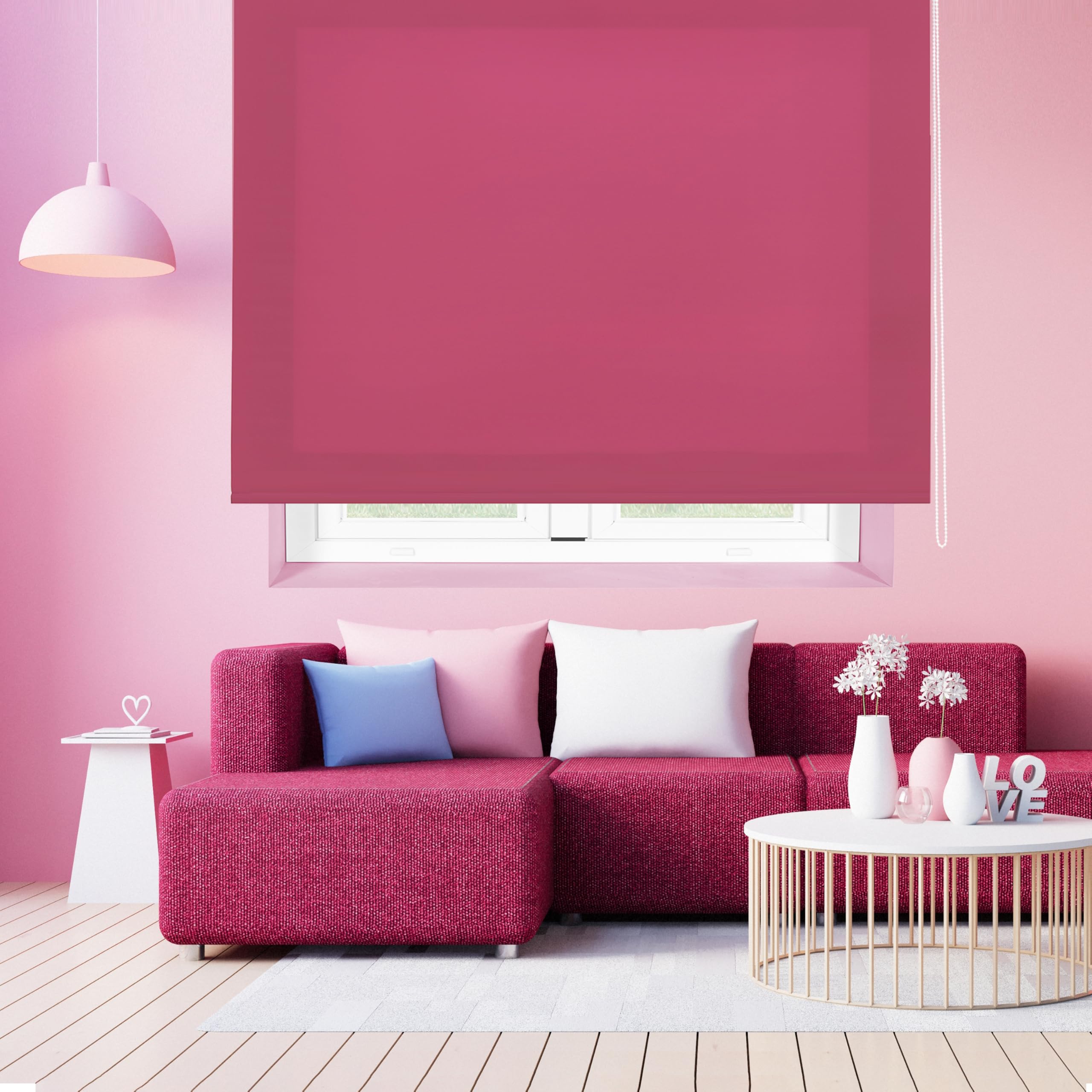 Blindecor Ara - Plain translucent roller blind, purple, 140x175 cm (width x height)