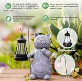 Goodeco Solar Cat Statue Garden Ornament with Lantern 19.5 cm Grey view 4